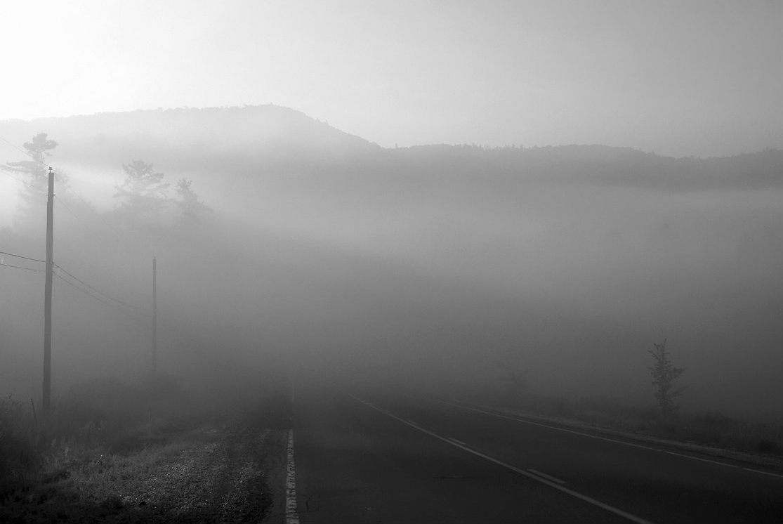 fog-and-light-along-highway_B-W 02024