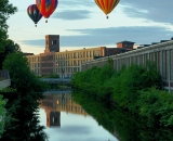 Hot air balloons above the canal