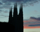 Saints Peter and Paul Basilica silhouetted at dawn