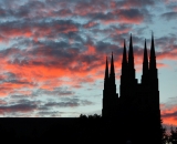 Saints Peter and Paul Basilica silhouetted at dawn