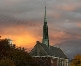 sunset behind Franco Center