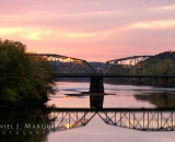 Bernard Lown bridge at dusk with pink sky
