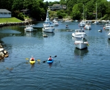 Lobster boats and kayakers in Perkins Cove