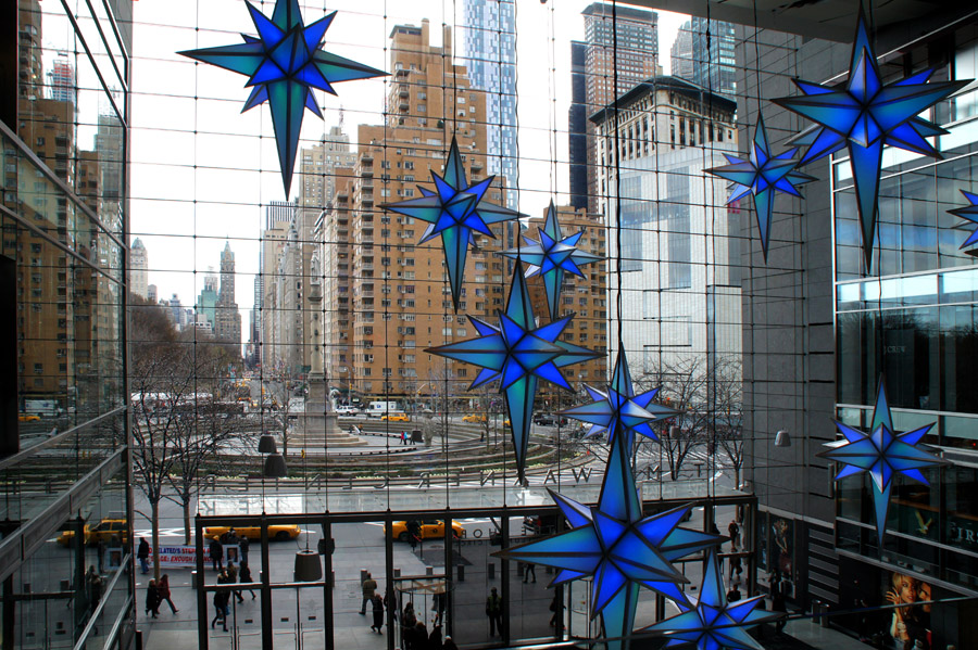 View of Columbus Circle from inside Time-Warner Building lobby-01