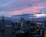 Empire State Building and lower Manhattan from the top of  Rockefeller Tower at dusk-02